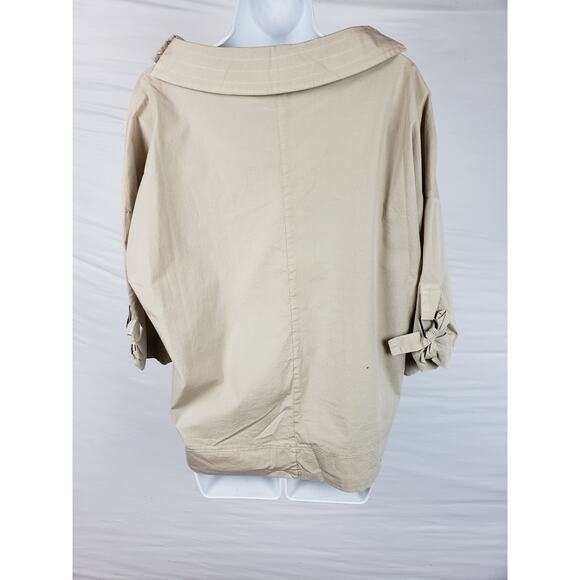 Luukaa Tan Collared Long Sleeve Size L Short/Long Shirt Side Zippers No Pocket - Picture 2 of 9